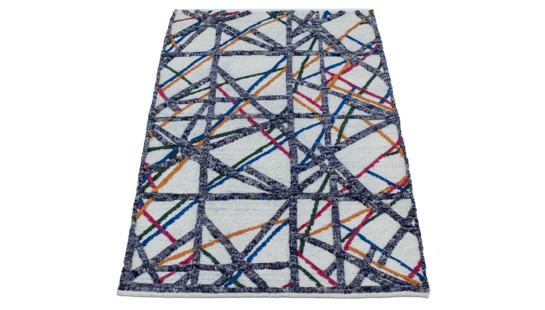 Multicolor 4x6 Modern Abstract Geometric Rug Oriental Natural 4'0 X 6'0 ...