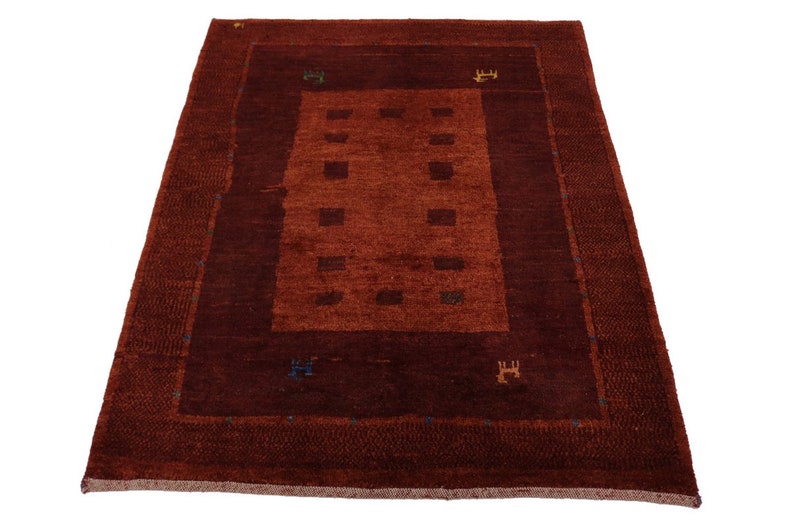 Wool 4' x 5' 11 Taupe ft Modern Chobi Design Handmade Gabbeh Rug Wool 4' x 5' 11 Taupe ft Modern Chobi Design Handmade Gabbeh Rug