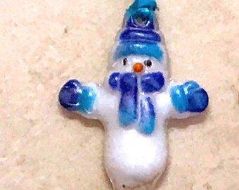 Kiln Formed Glass Medium Snowman Snowperson Icicle Ornament Christmas Heirloom Gift One-of-a-kind