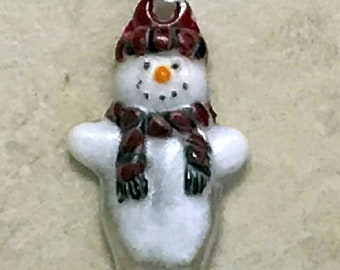 Kiln Formed Glass Large Snowman Snowperson Icicle Ornament Christmas Heirloom Gift One-of-a-kind
