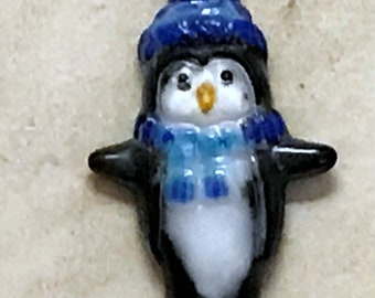 Kiln Formed Glass Penguin Icicle Ornament Christmas Heirloom Gift One-of-a-kind