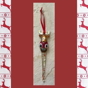 Kiln Formed Glass Reindeer Icicle Ornament Christmas Heirloom Gift One-of-a-kind image 4