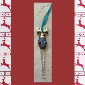 Kiln Formed Glass Reindeer Icicle Ornament Christmas Heirloom Gift One-of-a-kind image 5