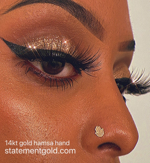 14kt gold Hamsa nose stud ring nose pins nose stud 20g