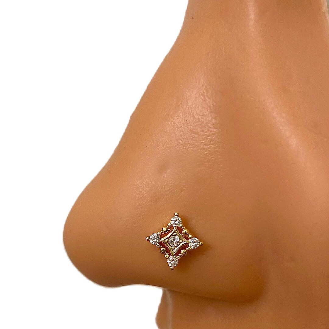 Twinkle Star Nose Stud, 20g Nose Pins, L Shape Nose Pins, Surgical