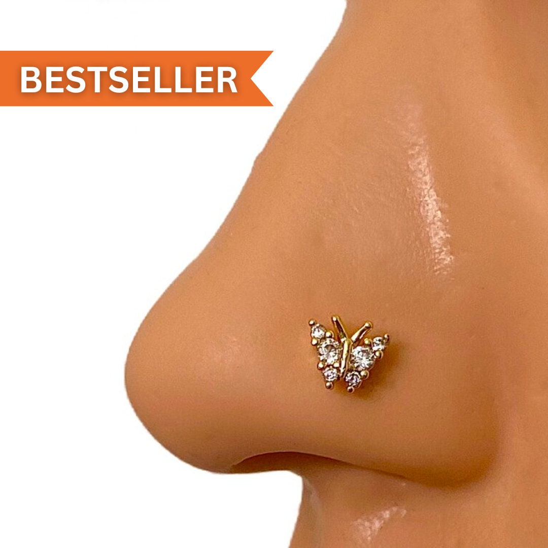 Gnobogi Nose Rings Studs for Women Men U Shaped Fake Nose Ring Diamond  Studded Butterfly Nose Nail No Hole Nose Clip Piercing Jewelry - Walmart.com