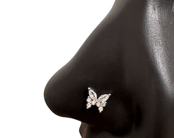 CZ Diamond Butterfly Nose Stud