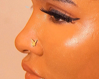 Playboy nosering nose studs nose hoops nose pins 14kt gold Nosering with design nose ring for pierced nose nose ring for sensitive skin