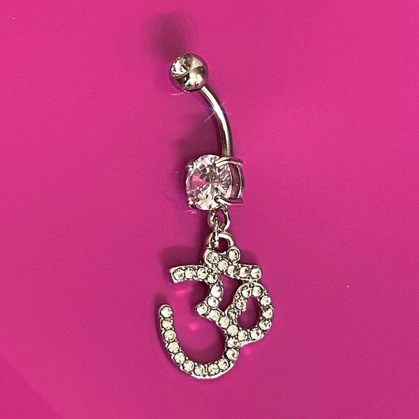 OM belly ring, OM navel ring, belly button rings, surgical steel belly rings