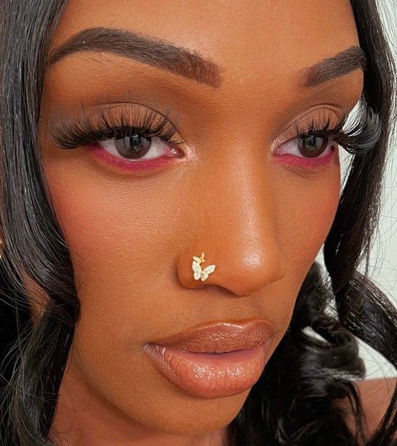 Simple Butterfly Nose Ring Simple U shape Non piercing - Temu
