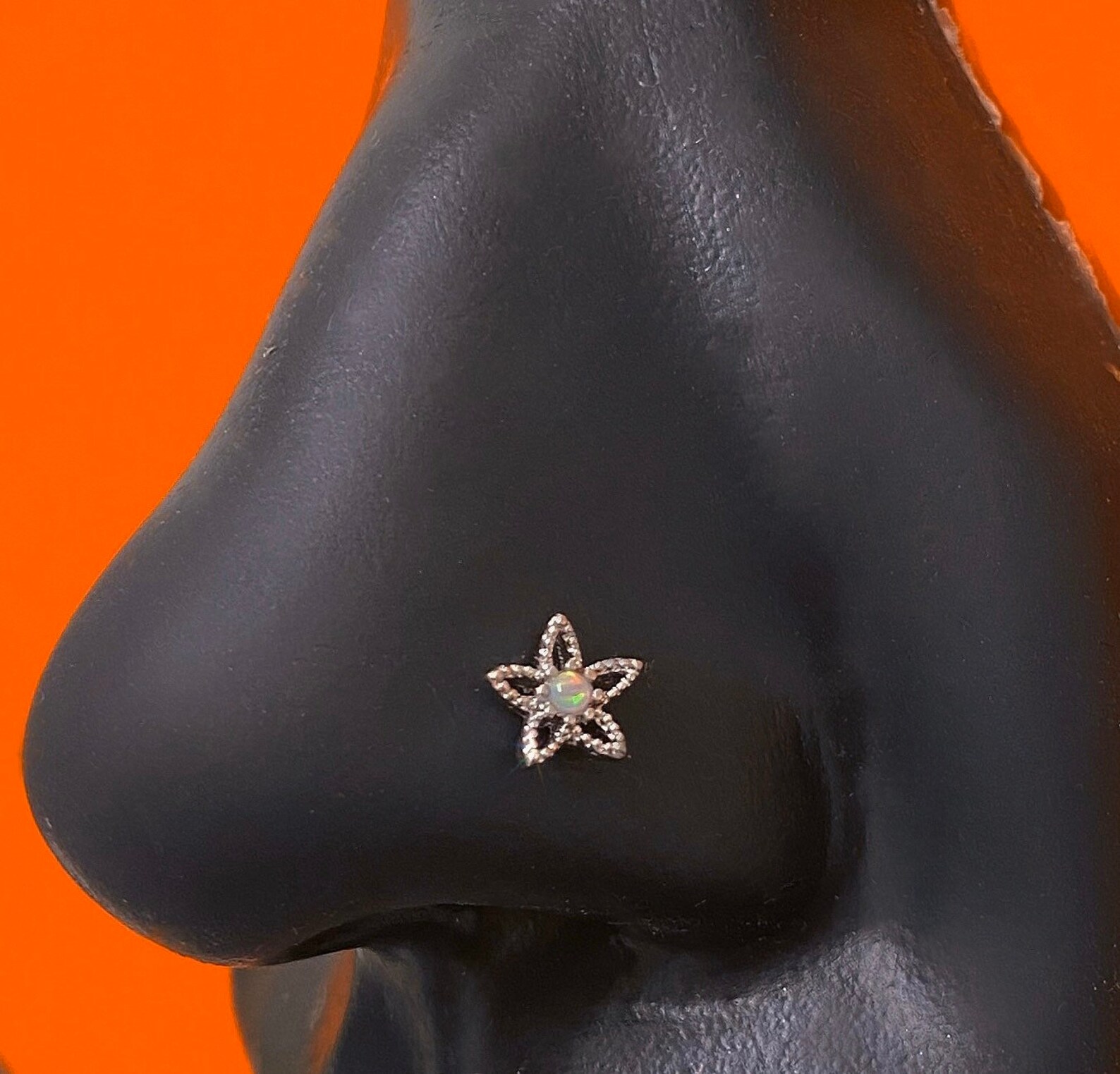 Flower Outline Nose Stud Surgical Steel Nose Rings L Shape Etsy