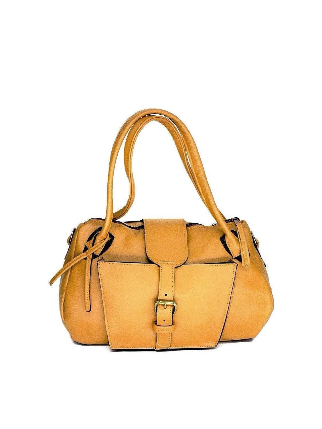 Mustard Brown Leather Handbag Etsy