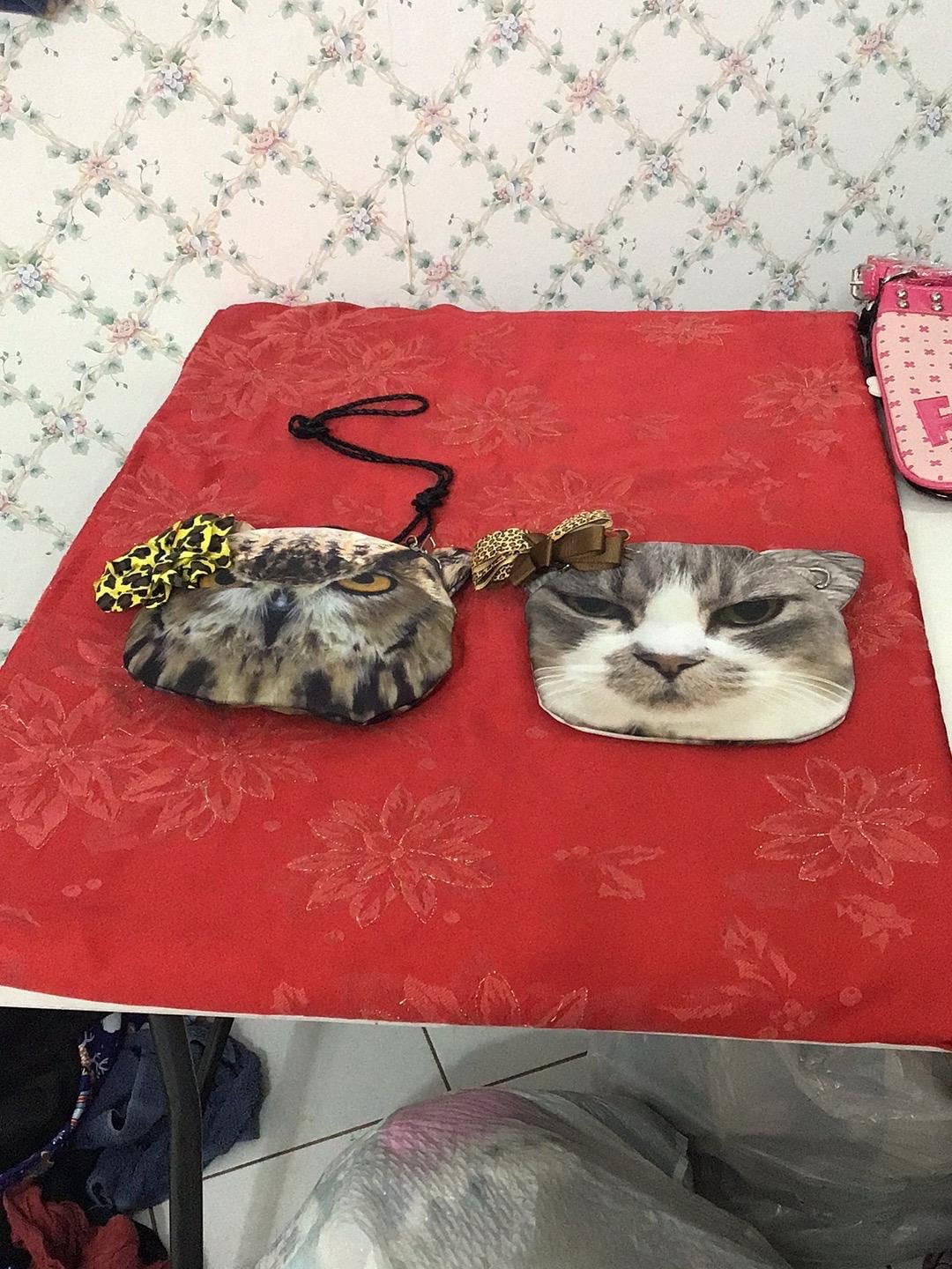 Animal Lovers Rising International Owl and the Pussycat Small Shoulder Bag With Detachable Decoratio