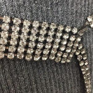 Vintage Rhinestone Belt Clear‎ Stones Adjustable Fit Costume Jewelry Vintage Clear Rhinestone Belt - Large. For Sale at Ruby Lane main image 4