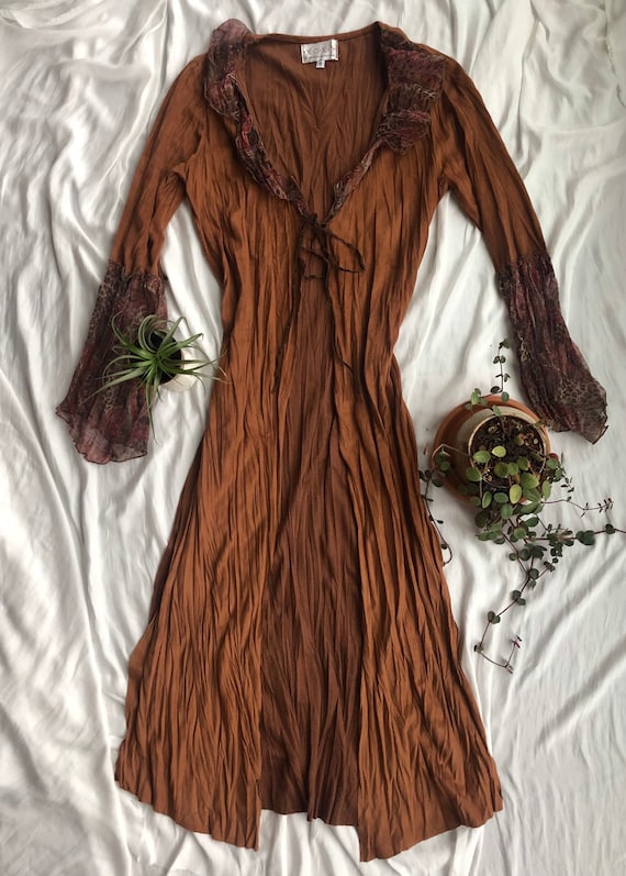 Faux suede long cardigan top small