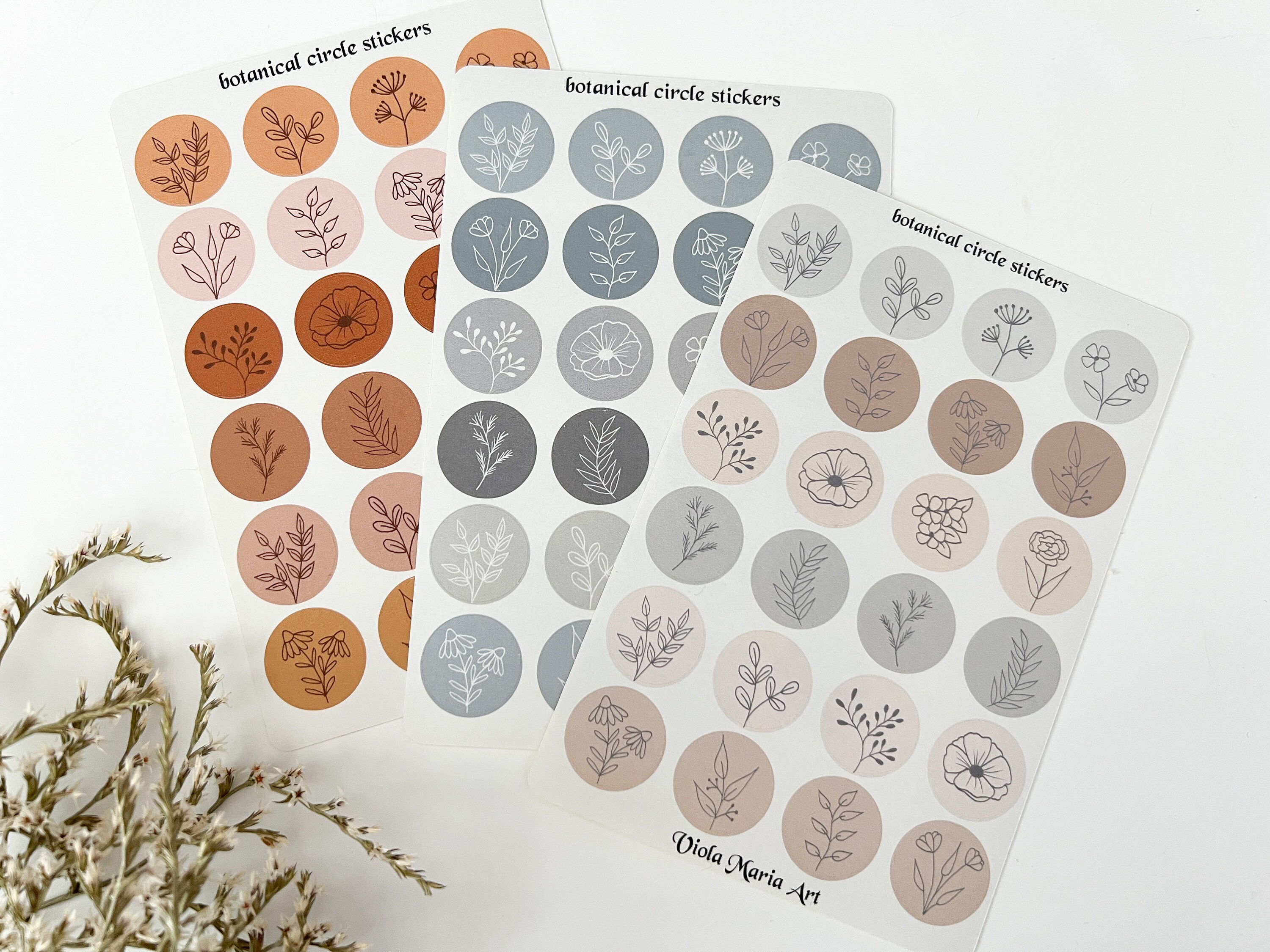 Botanical Circle Stickers Dot Stickers Bullet Journal - Etsy Denmark