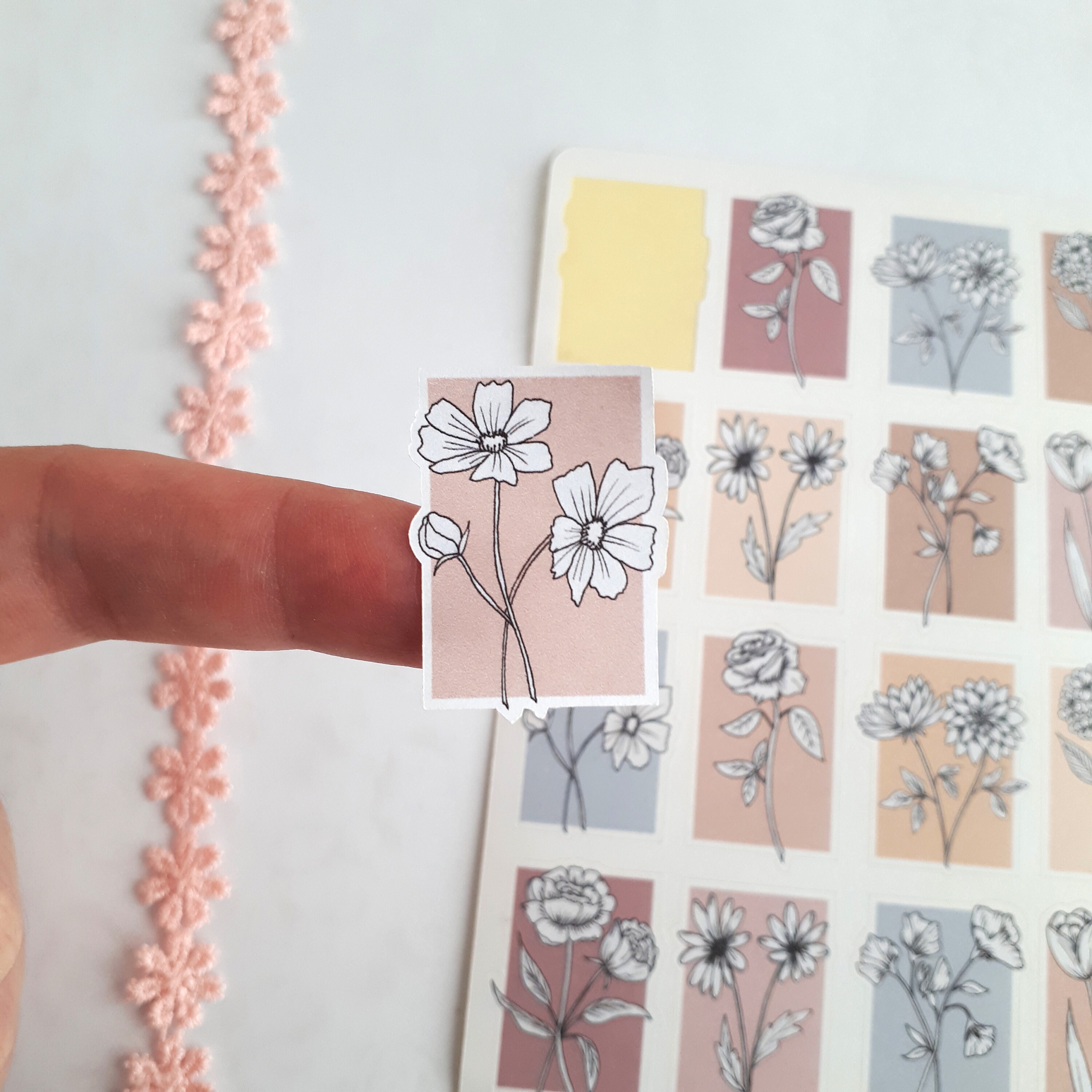 flower stickers bullet journal sticker scrapbook sticker etsy