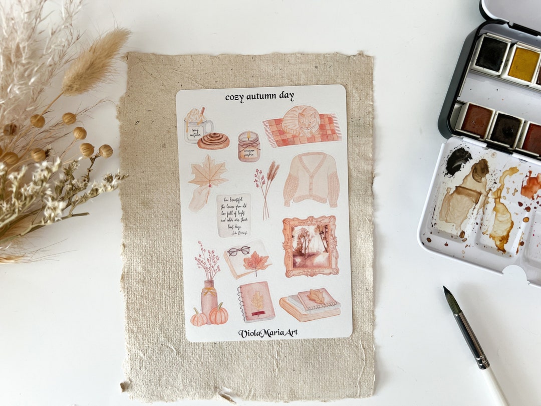 Cozy Autumn Sticker Sheet Journaling Stickers Fall Bullet - Etsy