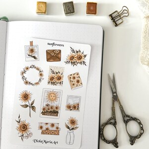 Sunflowers Sticker Sheet Bullet Journal Stickers Planner - Etsy