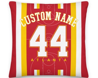 Atlanta Basketball Personalized Name & Number Pillowcases, Cushion Cover, Decor, Icon Jersey, Gift for Dad, Gift for Mom, Sports, Hawks