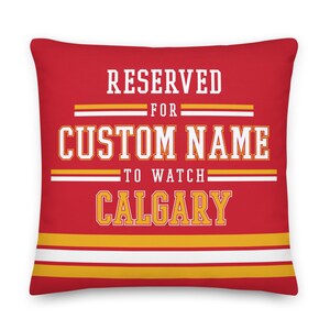 Calgary Personalized Name Hockey Pillowcase, Cushion, Ice Hockey, Gift for Dad, Father&#39;s Day, Sports Decor, Gift for Mom, Flames
