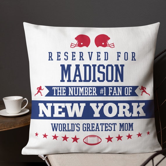Gift for Son Giants Father's Day New York Personalized Pillow Case Decor Gridiron Gift for Dad Mother's Day Football Cushion