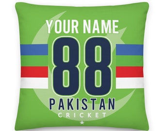 Pakistaanse krekel gepersonaliseerde kussensloop, WK 1992, aangepast kussen, cadeau voor vader, Super League, Shaheens, in het nauw gedreven tijgers, mannen in groen