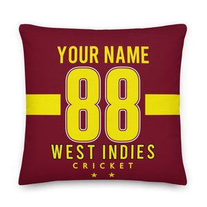 West Indies Cricket Personalized Pillowcase, 2016, Custom Pillow, Gift for Dad, T20, The Windies, Caribbean, Men in Maroon, Cushion Cover