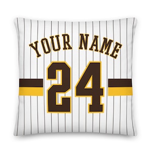 San Diego Baseball Personalized Name & Number Pillowcases, Cushion Cover, Decor, Custom Jersey, Gift for Dad, Gift for Mom, Sports, Padres