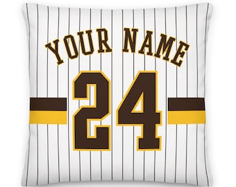 San Diego Baseball Personalized Name & Number Pillowcases, Cushion Cover, Decor, Custom Jersey, Gift for Dad, Gift for Mom, Sports, Padres