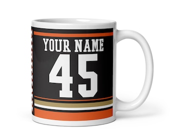Anaheim Custom Name & Number Ice Hockey Mug, #1 Hockey Fan, Custom Jersey, Gift for Dad, Gift for Mom, Sports Fan, Personalized, Ducks