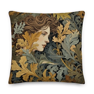 William Morris Acanthus Woman Throw Pillow, Pillowcase, Home Decor, Floral, Botanical, Housewarming Gift, Cushion, Nature, Art Nouveau