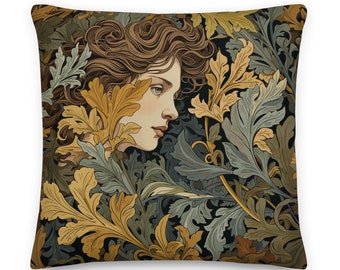 William Morris Acanthus Woman Throw Pillow, Pillowcase, Home Decor, Floral, Botanical, Housewarming Gift, Cushion, Nature, Art Nouveau