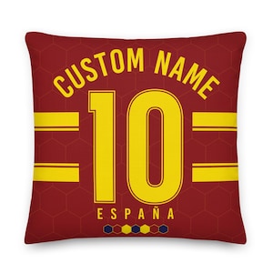 España Football Personalized Pillowcase, Soccer, Cushion, Custom Pillow, Gift for Dad, Father&#39;s Day, World Cup, UEFA, FIFA, La Roja