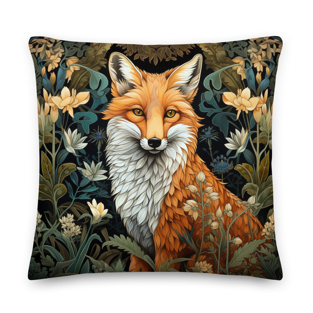 William Morris Fox in the Wild Throw Pillow, Arts & Crafts, Home Decor