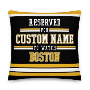 Funda de almohada de hockey con nombre personalizado de Boston, cojín, hockey sobre hielo, regalo para papá, día del padre, decoración del hogar, regalo para mamá, Bruins