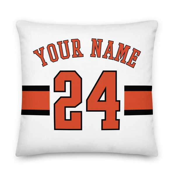 Baltimore Baseball Nombre y número personalizado Funda de almohada, Funda de cojín, Decoración, Camiseta, Regalo para papá, Regalo para mamá, Deportes, Orioles