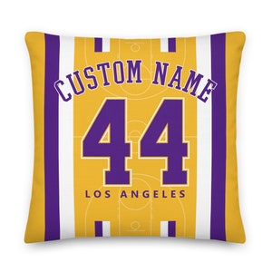 Los Angeles Basketball Personalized Name & Number Pillowcases, Cushion Cover, City Jersey, Decor, Gift for Dad, Gift for Mom, Lakers