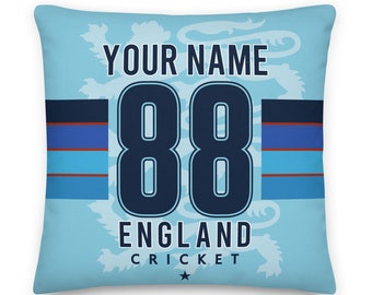 Engelse cricket gepersonaliseerde kussensloop, WK 2019, aangepast kussen, cadeau voor papa, kussenhoes, ODI, The Poms, T20 Blast, The Ashes