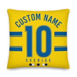 Sverige Football Personalized Pillowcase, Soccer, Cushion, Custom Pillow, Gift for Dad, Father&#39;s Day, World Cup, UEFA, FIFA, Sweden