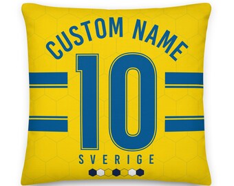 Sverige Football Personalized Pillowcase, Soccer, Cushion, Custom Pillow, Gift for Dad, Father&#39;s Day, World Cup, UEFA, FIFA, Sweden