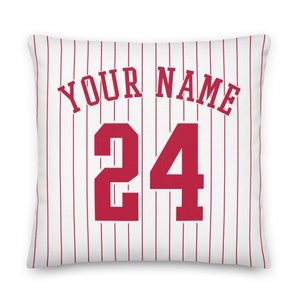 Funda de almohada personalizada con nombre y número de béisbol de Filadelfia, funda de cojín, camiseta personalizada, regalo para papá, regalo para mamá, deportes, Phillies