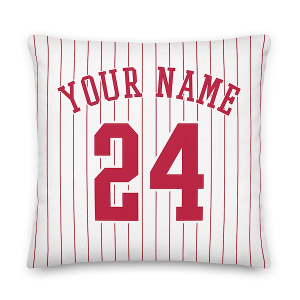 Philadelphia Baseball Personalized Name & Number Pillowcase, Cushion Cover, Custom Jersey, Gift for Dad, Gift for Mom, Sports, Phillies