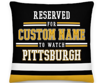 Pittsburgh Personalized Name Hockey Pillowcase, Cushion, Ice Hockey, Gift for Dad, Father's Day, Home Decor, Gift for Mom, Penguins