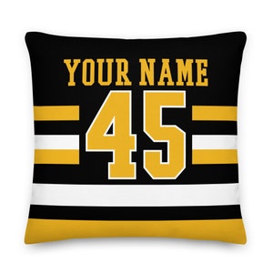 Pittsburgh Personalized Name & Number Hockey Pillowcase, Cushion, Ice Hockey, Gift for Dad, Father&#39;s Day, Home Decor, Gift for Mom, Penguins