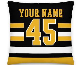 Pittsburgh Personalized Name & Number Hockey Pillowcase, Cushion, Ice Hockey, Gift for Dad, Father's Day, Home Decor, Gift for Mom, Penguins