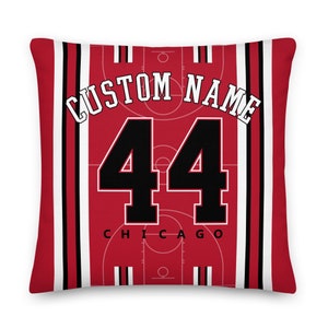 Chicago Basketball Personalized Name & Number Pillowcases, Cushion Cover, Decor, Icon Jersey, Birthday, Gift for Dad, Sports, Bulls