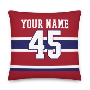 Montreal Personalized Name & Number Hockey Pillowcase, Cushion, Ice Hockey, Gift for Dad, Father&#39;s Day, Stanley Cup, Gift for Mom, Canadiens