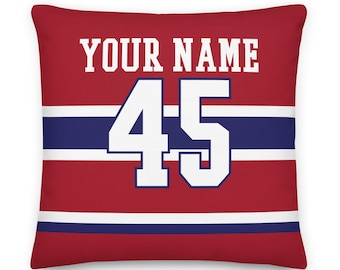 Montreal Personalized Name & Number Hockey Pillowcase, Cushion, Ice Hockey, Gift for Dad, Father&#39;s Day, Stanley Cup, Gift for Mom, Canadiens