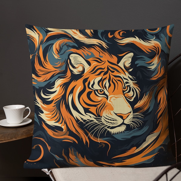 Tiger Flames kussensloop, kussen, kussen, cadeau voor moeder, unieke tijgerkunst, Bengalen, Siberisch, Sumatraans, cadeau voor tijgerliefhebber, tijgerdecor